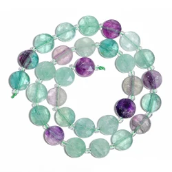 10mm AAA Faceted Coin Natural Stone Fluorite Quartz Beads Rondelle Flat Round Spacer Beads For Jewelry Making DIY Gifts Bracelet