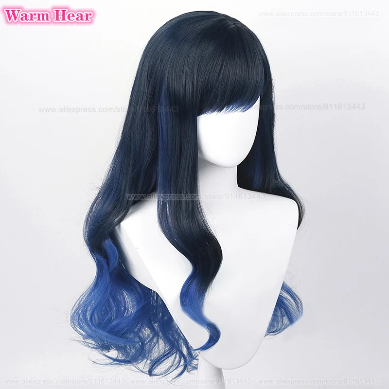 Peruca Cosplay Anime Sintética Com Grampos De Gradiente Azul, Cabelo De Resistência Ao Calor, Perucas De Festa De Halloween, 70cm