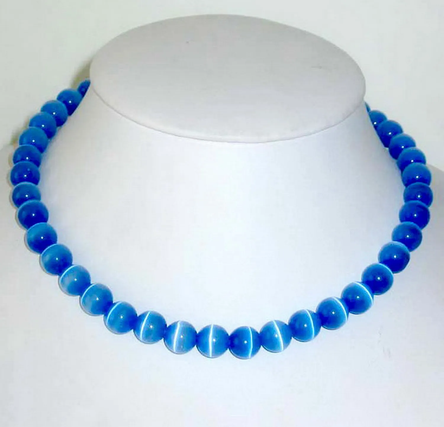 1pc Wholesale Chinese Jewelry Natural Blue Opal 10mm Beads Necklace 15