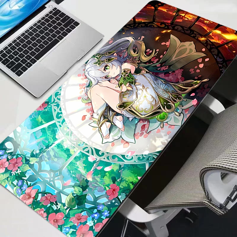 

Mouse Pad Gamer Tablet Varmilo Keyboard Pad Carpet 90x40cm Laptop G-genshin Impact Nahida Gaming Accessories Edge White Mousepad