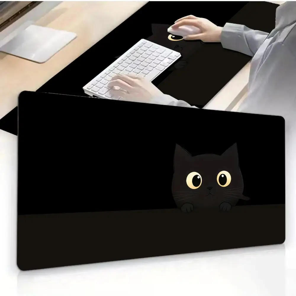 

Black cat Mouse Pad Desk Mat Mousepad Large Abstract Mouse Pad Gaming Deskmat With Lockedge Office Non-slip Carpet