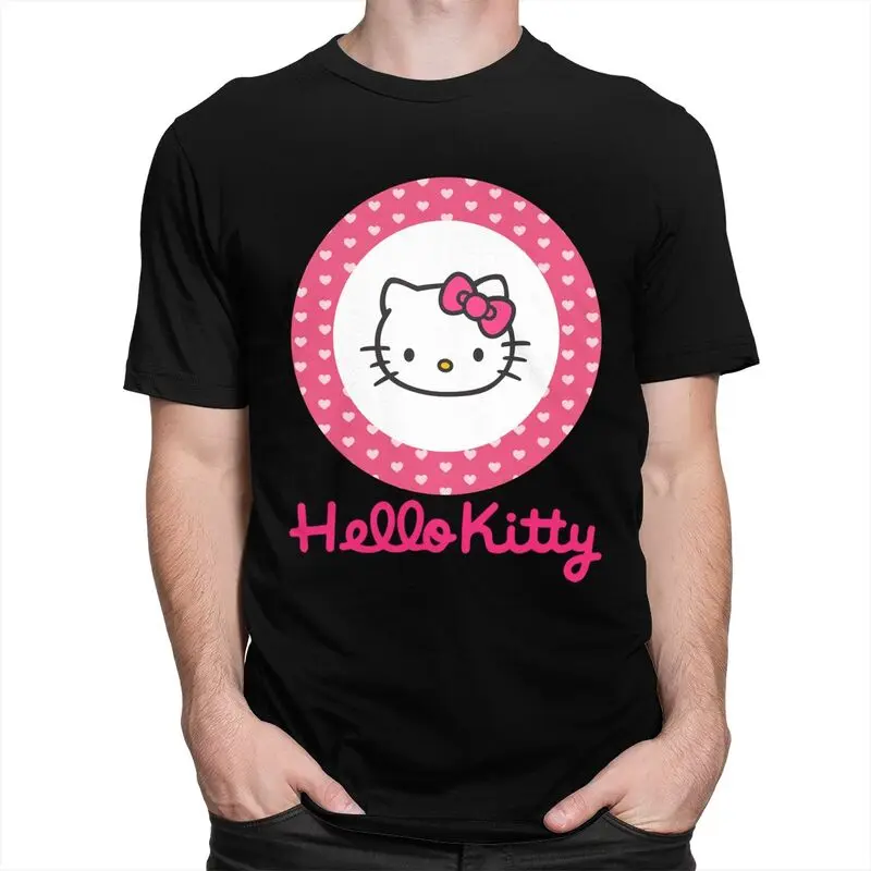 Hello Kitty T Shirt for Men Pre-shrunk Cotton Tee Tops Tshirt Short Sleeved Graphic T-shirt Clothes