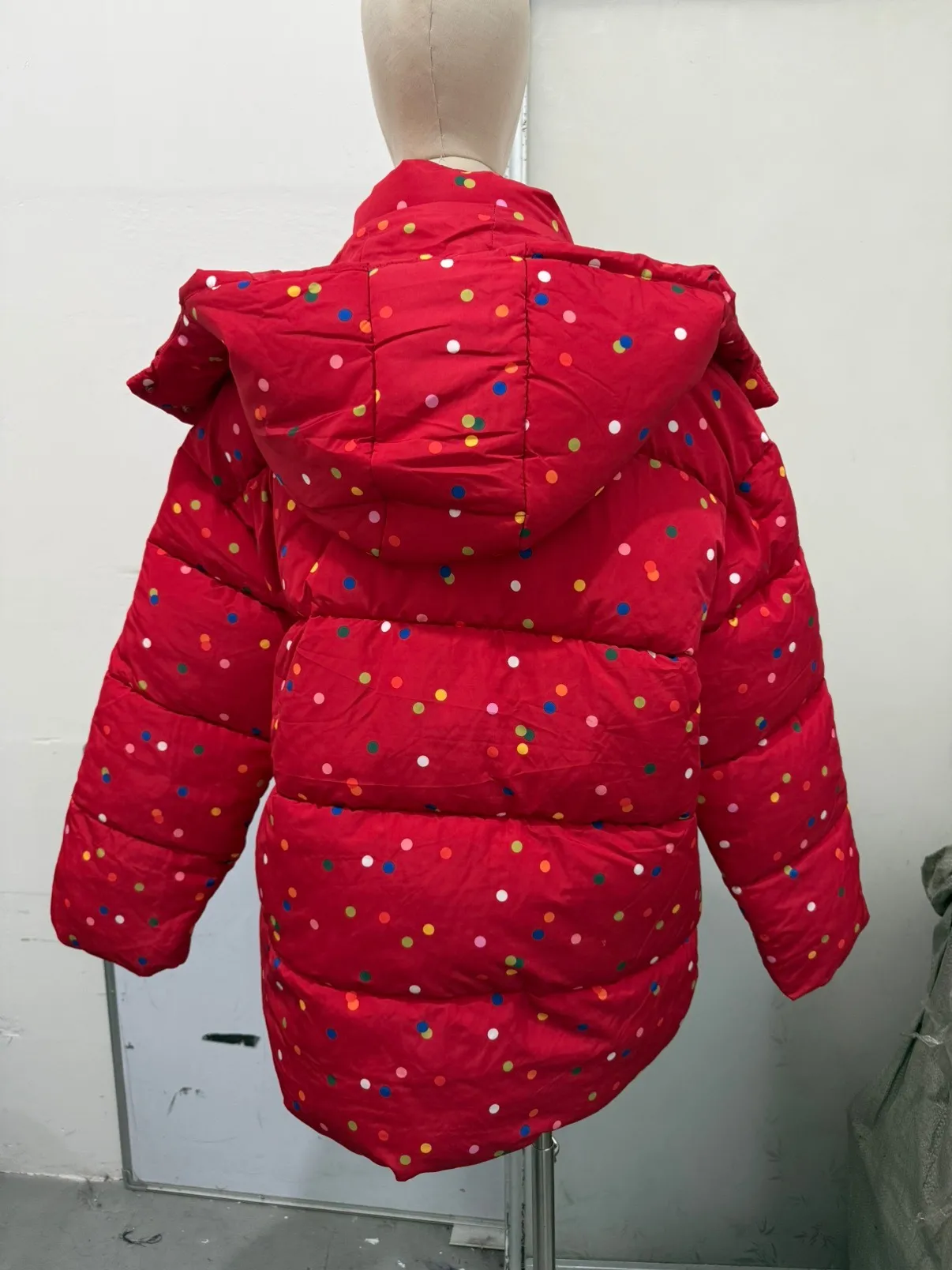 Women's Jacket Winter Oversized Coats Print Hooded Padded Jackets Female Stand Collar Long Sleeve Loose Puffy Coat Outerwear