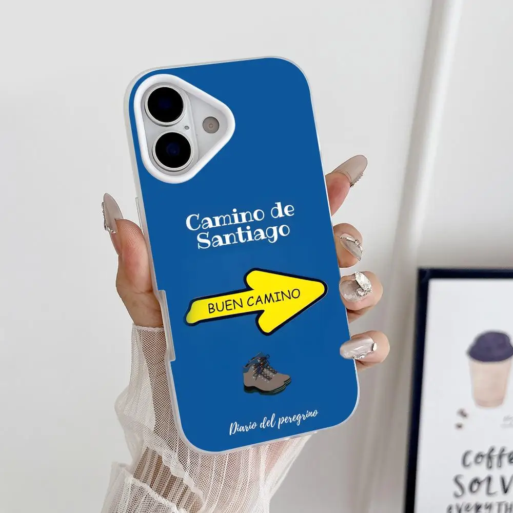 Чехол для телефона Camino de Santiago для iPhone 17 16 15 14 13 12 11 Air Pro Max Plus, двухслойный, белый, с эффектом желе