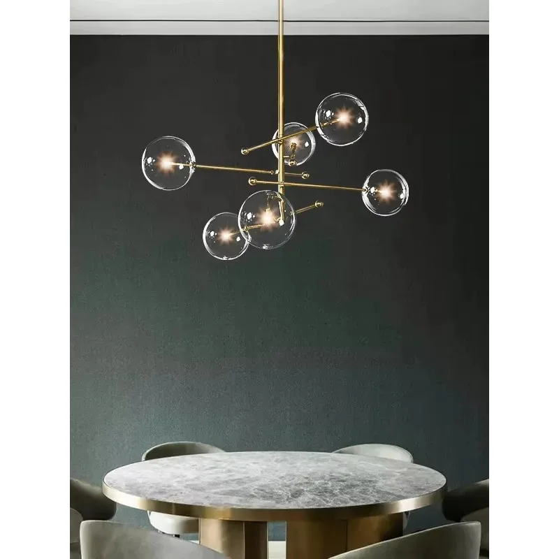 Suspension Pendant Lamp Sputnik Bubble Ceiling Light Golden Pole Design For Dining Bar Kitchen Dec Replica Lighting Fixtur
