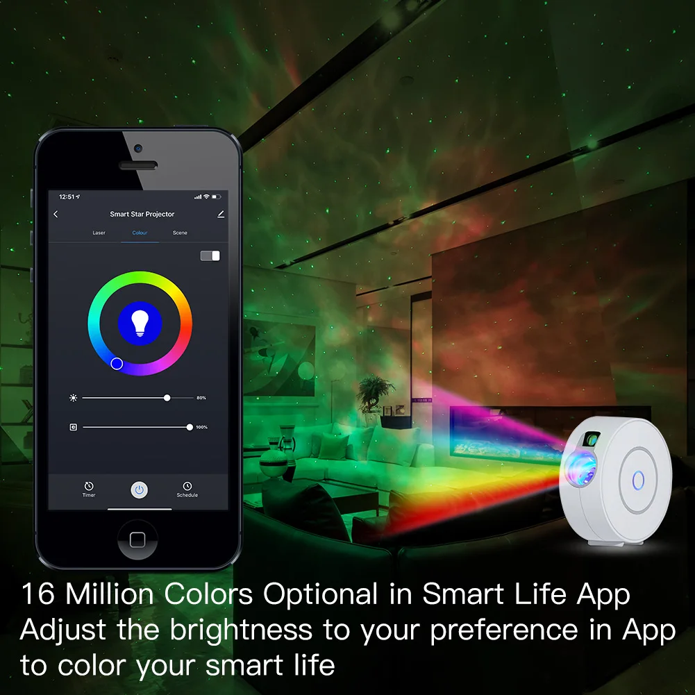 WiFi Tuya Smart Star Projector Galaxy Laser Starry Sky Projector Waving Night Light Colorful APP Wireless Control Alexa Google