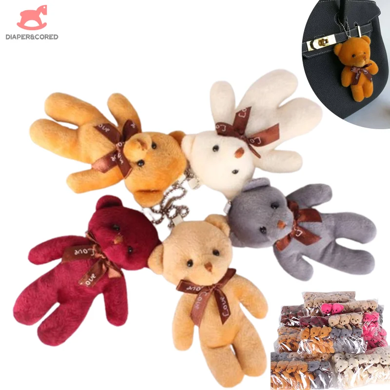 

12Pcs Soft Stuffed Bear Plush Toys Mini Bear Dolls Toy Small Gifts Bag Pendant Bouquet Doll Bag Clothes Hanging Decoration