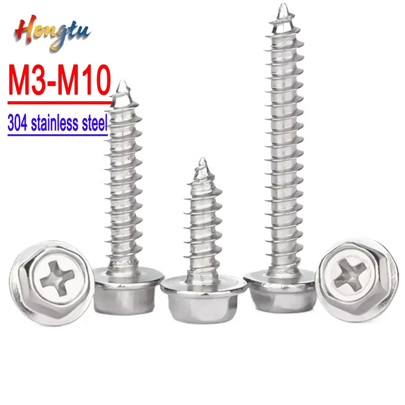 

1-10 pieces: 304 stainless steel self-tapping screws (M3-M10) – Phillips hex, hexagonal flange, cross head; wood nails.