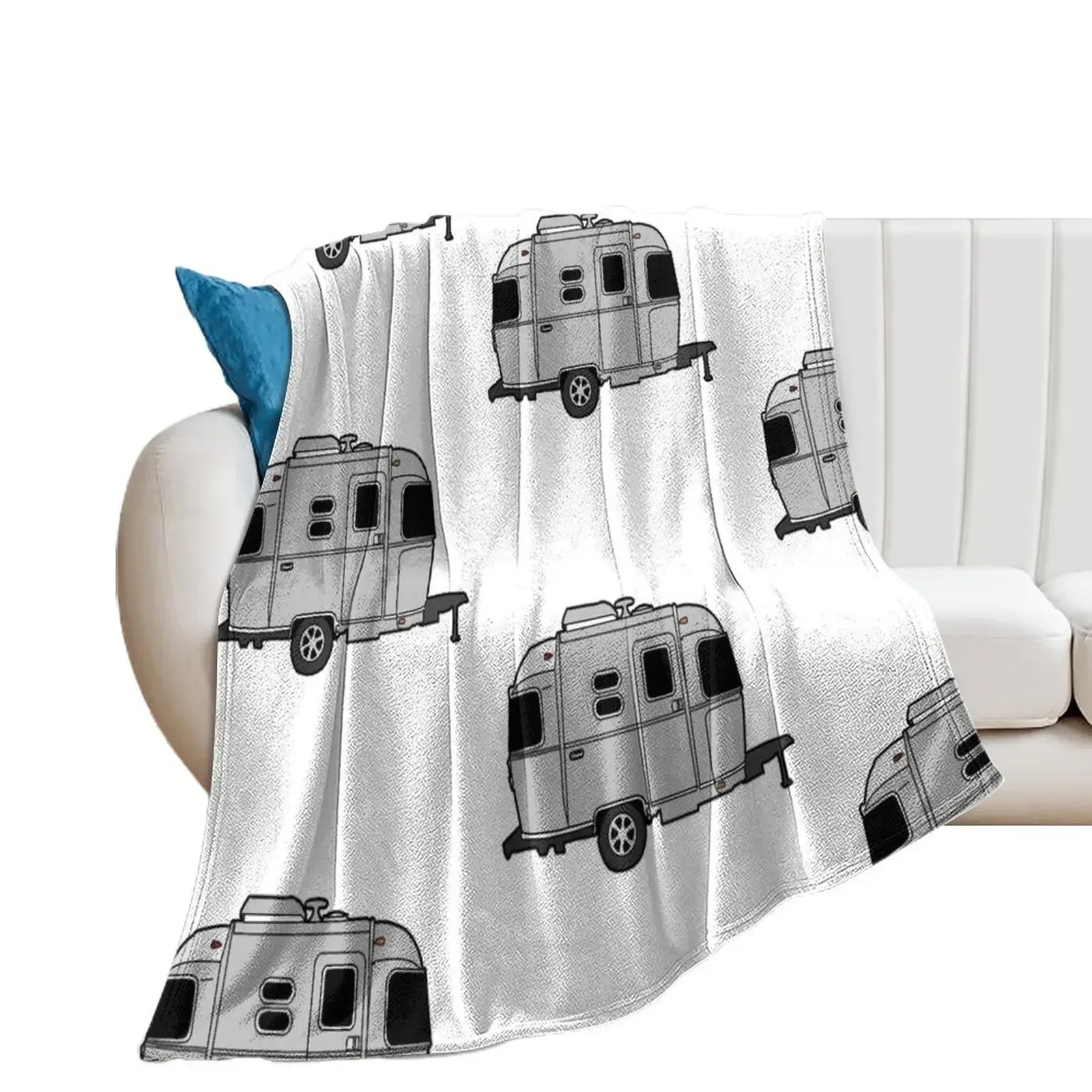 Small airstream camper rv trendy cute aesthetic Throw Blanket Decorative Sofa Shaggy Single Blankets