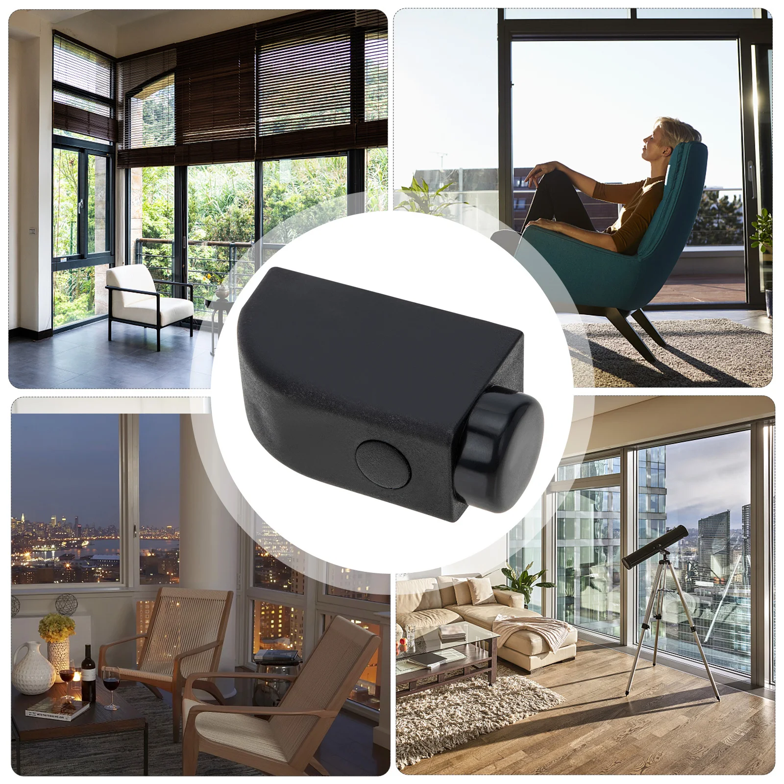 

4pcs Sliding Sash Stopper Window Safety Lock Black Childproof Sliding Door Security Lock, Window Limiter No Drilling Required,