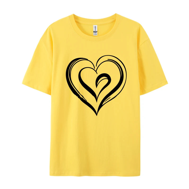 Lesiure T-Shirt Love Heart Doodle Valentine 2024 New Men'S T Shirts Printed On Short Sleeve All Cotton Fabric T Shirt