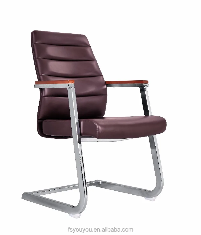 Chrome base brown black pu Leather executive Waiting visitor Meeting negotiate reception office chair conference chairs