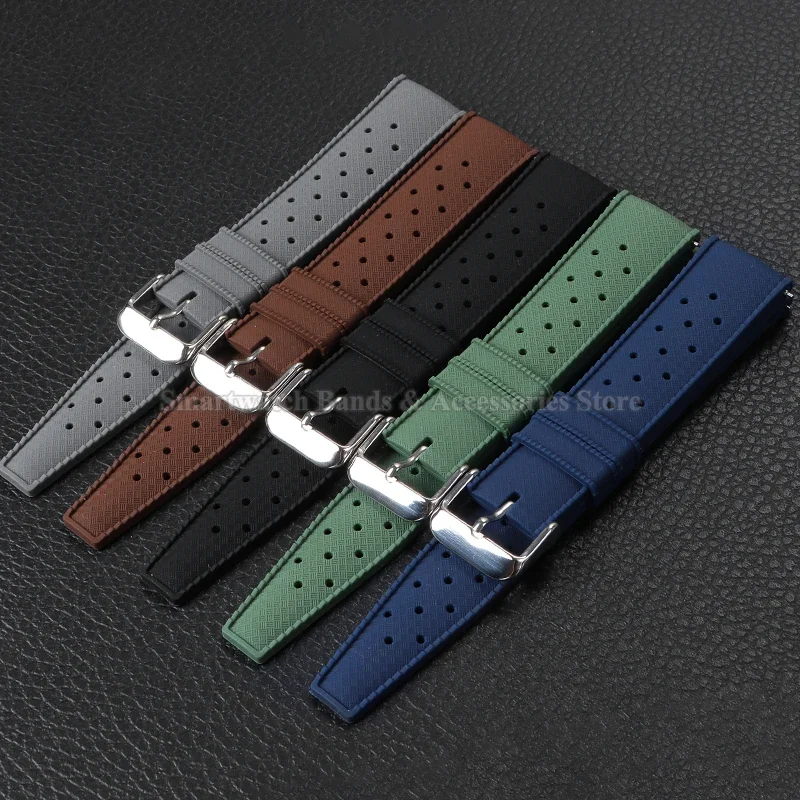 Tropic Silicone Watchbands Quick Release Rubber Watch Straps 18mm 20mm 22mm Breathable Bracelet Waterproof Sport Wrist Band