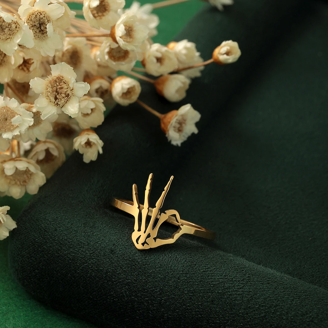 

Stainless Steel fashion ok gesture Ring Simple Jewelry Birthday Party Gifts for Men and Women