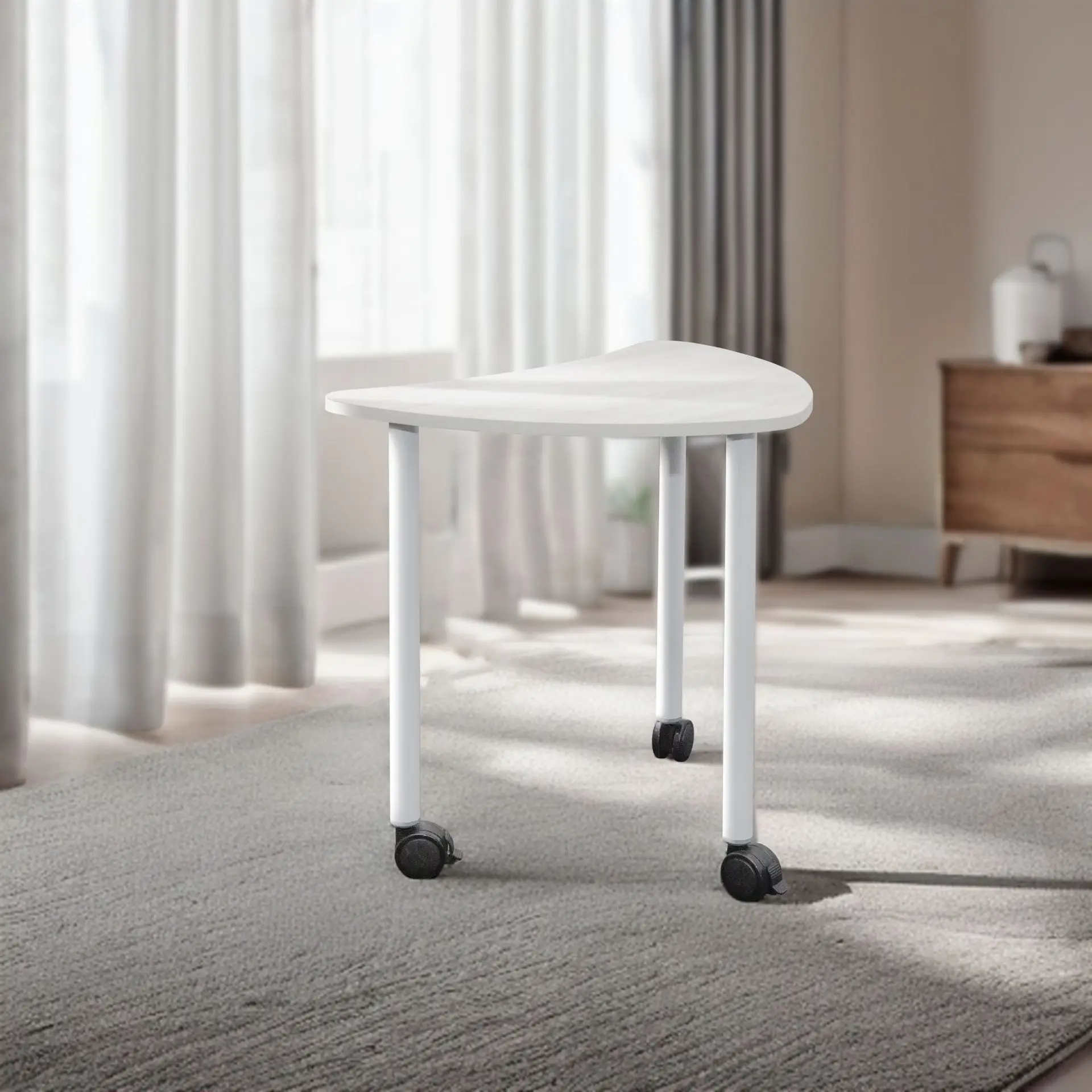 

Mini office computer desk with a right angled corner, simple triangular shape, and mobile desk for small household use