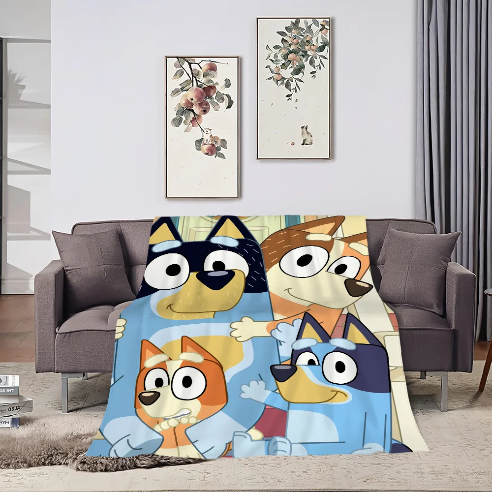 Cartoon Cute B-Bluey-S Dog Blanket Skin friendly comfort warm soft plush blanket suitable sofa living room office bedroom