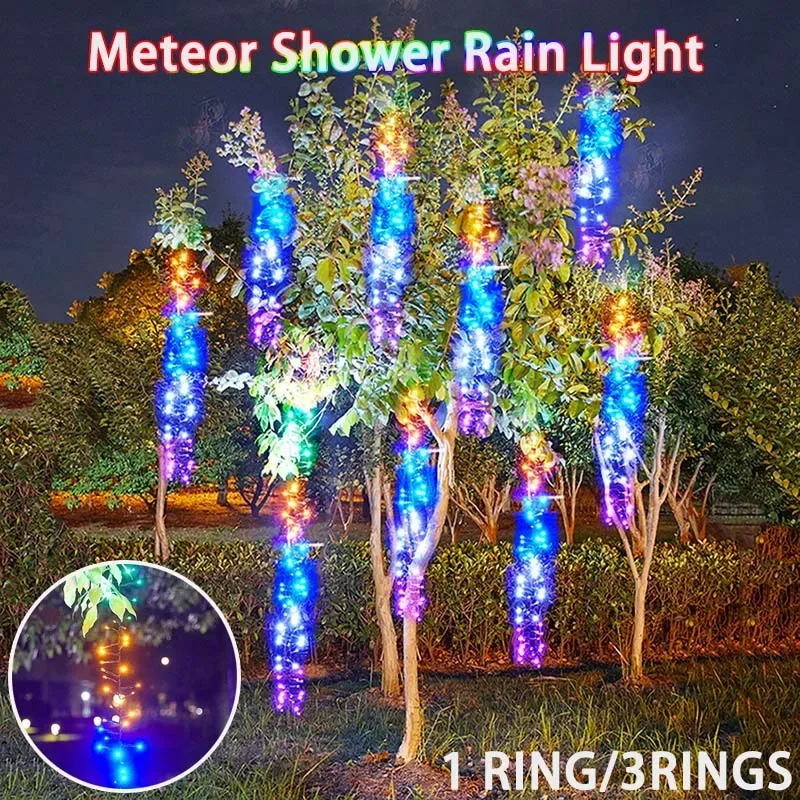 

LED Meteor Shower Rain Lights Outdoor Christmas Decoration Firecracker String Light Snow Falling Raindrop Icicle Fairy Lights