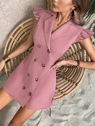 2024 New Spring and Autumn Style Stylish Slimming Suit Coat Sleeveless Suit Coat Fashion Double