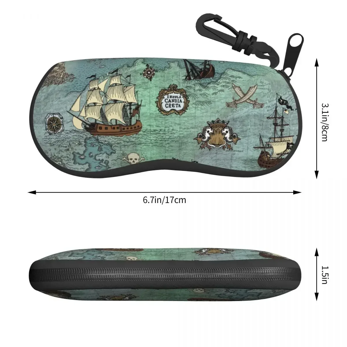 Custom Map Nautical Sea Print Shell Glasses Case Unisex Fashion Skull Sailor Eyeglasses Case Sunglasses Protector Box