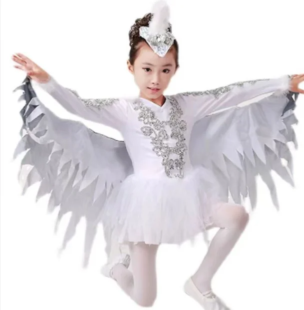 1 satz/los kinder cosplay kostüme mädchen leistung küken kleid mit flügel