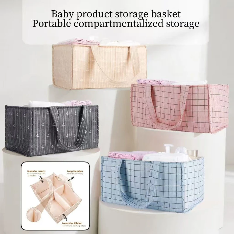 

Folding Diaper Bag for Mom:Multi-Use Organizer Travel Caddy, Waterproof Storage Basket for Nursery, Changing Table or On-The-Go