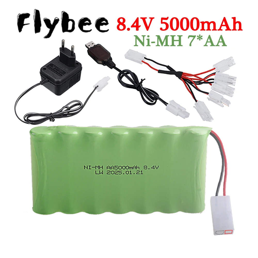 8.4V 5000mAh Ni-MH Battery with 8.4v Charger For Rc toy Car Tank Truck Robot Boat NiMH AA 8.4v 3000mah Rechargeable Battery Pack