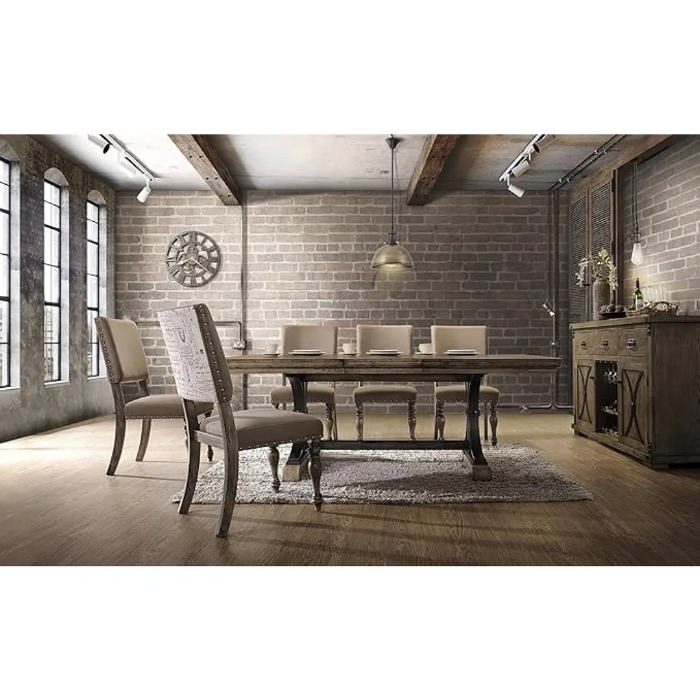 

Birmingham Nailhead 7-Piece ExtensibleTable with Nail Head Chairs Dining Set, Driftwood