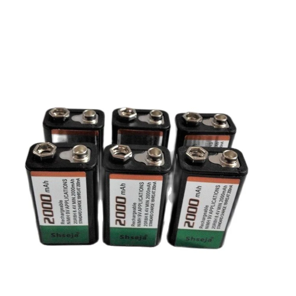 2pcs/lot SHSEJA 2000mAh 9V rechargeable battery 9 volt Ni-MH battery for Microphone