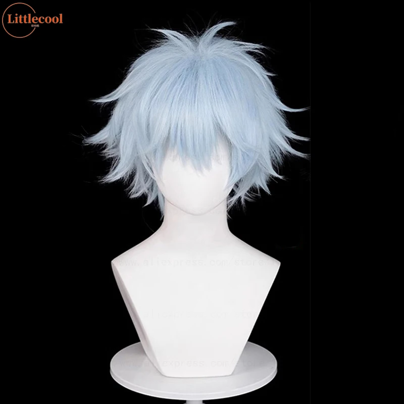 Haute qualité Anime NANA Cosplay Okazaki Shinichi Cosplay perruque courte bleu clair résistant à la chaleur cheveux fête jeu de rôle perruques + bonnet de perruque