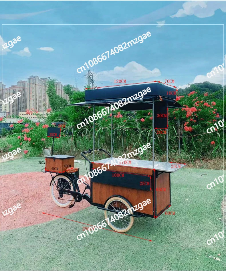 Cycling tricycle stall bicycle snack shopping mall Jinjie coffee cart riding donkey night market mobile dining car