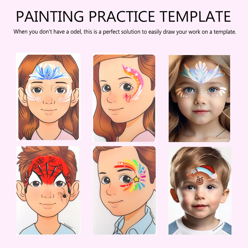 Painting practice Template Non toxic and washable Reusable Face Paint Exercise board for Body Art Painting Halloween Party