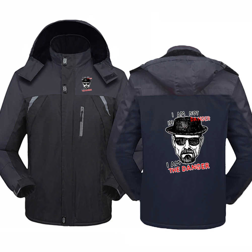 

2026 Breaking Bad Printing Men's New Thicken Warm Comfortable Jacket Long Sleeve Zipper Hoodies Contrast Color Patchwork Coat