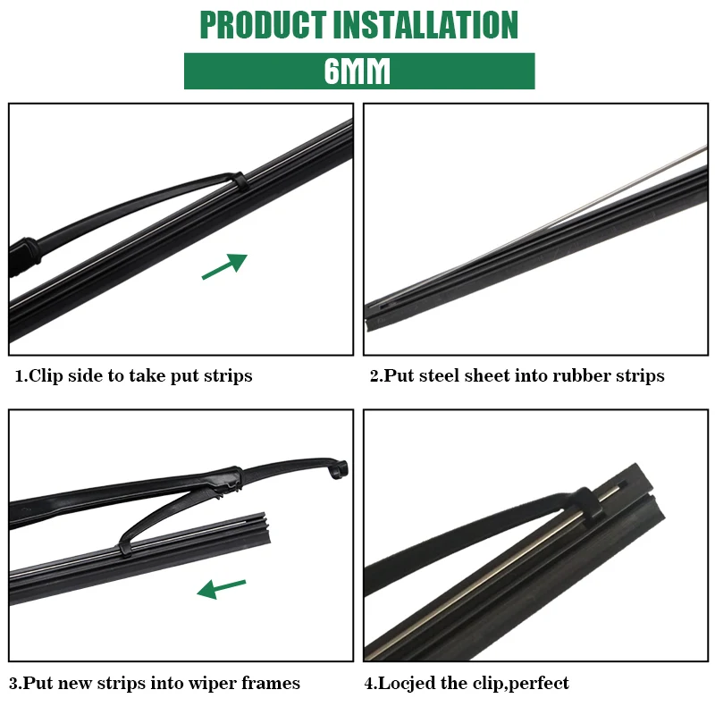 Car Wiper blade Insert Natural Rubber Strip Windshield strips (Refill) 8mm 6mm 14\