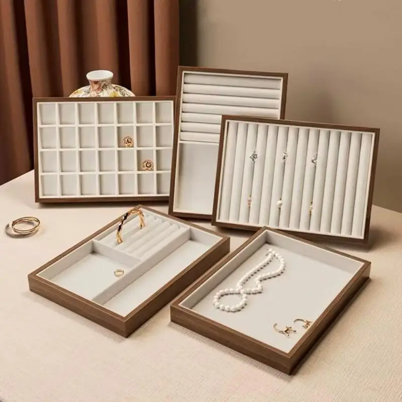 Tray For Storing Displaying Jewelry Accessories Dimensions 25182.5 Cm Peach Wood Large Capacity Jewelry Storage Box