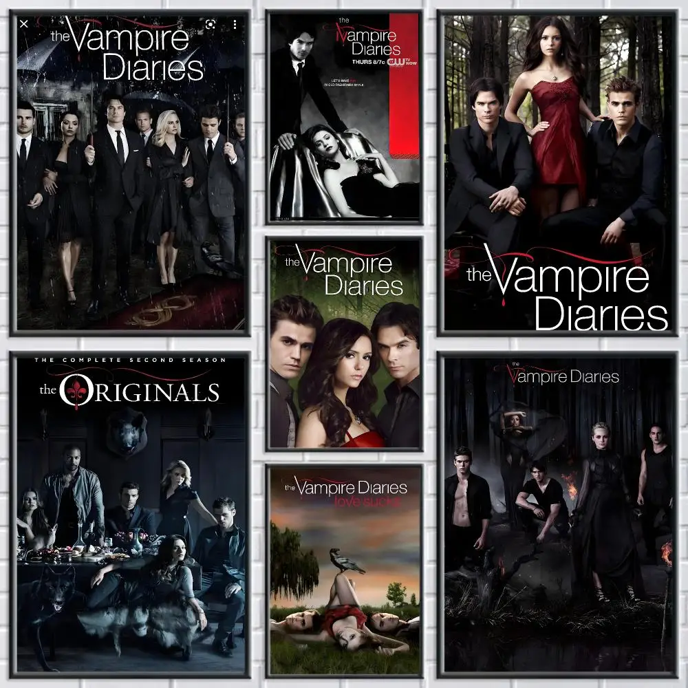 The V-Vampire Diaries Classic Movie Poster Perfect Sticker Self Adhesive Wall Art Decor for Home Office Dining Spaces