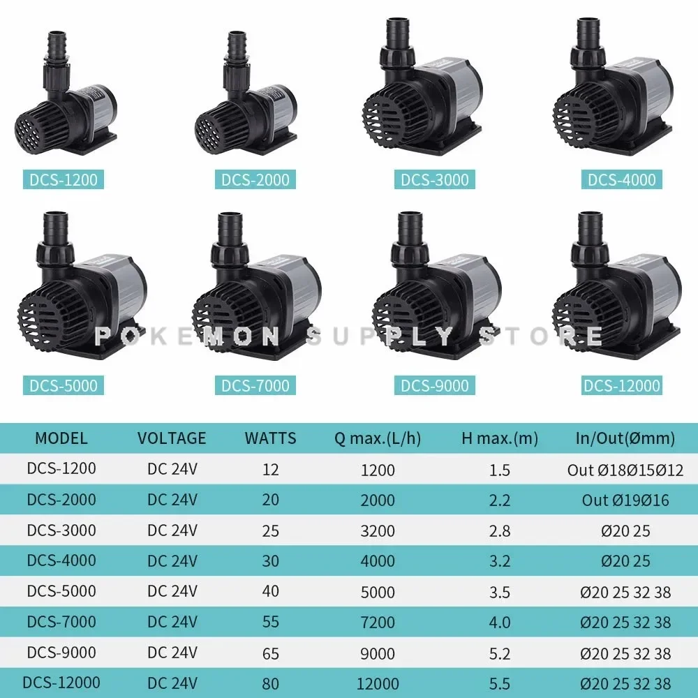 Pompa Jebao Jecod DCS 1200-12000 L/H do akwarium, regulowana, zanurzalna, sterowana, pompa wodna, fontanna, 100-240V — zdjęcie 5