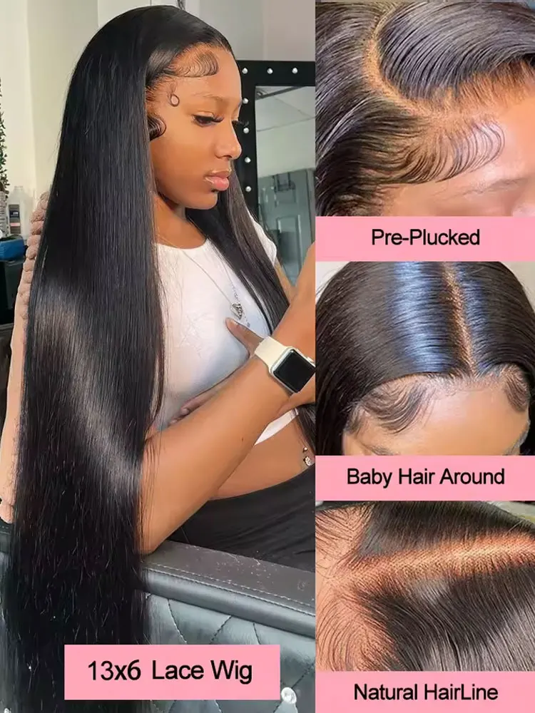 250% Density 40 42Inch 13x6 Hd Transparent Bone Straight Lace Front Wigs 100% Brazilian Human Hair Wigs 13x4 Lace Closure Wigs