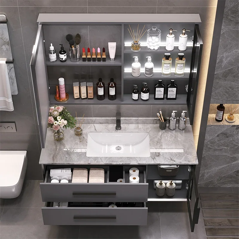 

z New Design Modern Luxury Bathroom Wall Mounted Vanity Cabinets Set With Sink