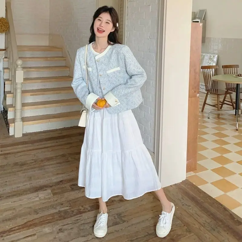 Design Vintage Tweed Jacket Women Short Jacket Spring Autumn Coat Sweet Trend Long-sleeved Top Single-breasted Office Lady Coat