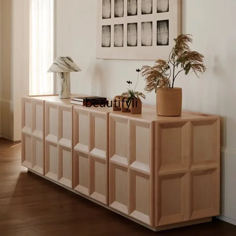 

60.Medieval cream style dining side retro storage cabinet bedroom TV cabinet Nordic sofa side cabinet