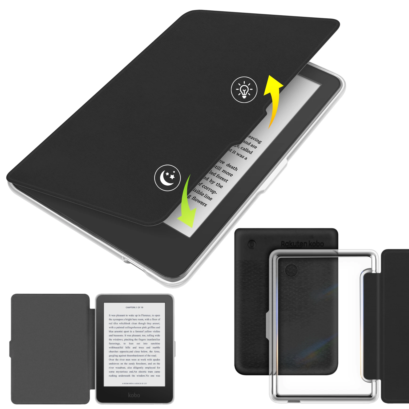 For Kobo Clara BW Case Colour 2E  + Screen Protector Auto Sleep Leather Magnetic Cover Transparent Acrylic Case 6'' ebook Funda