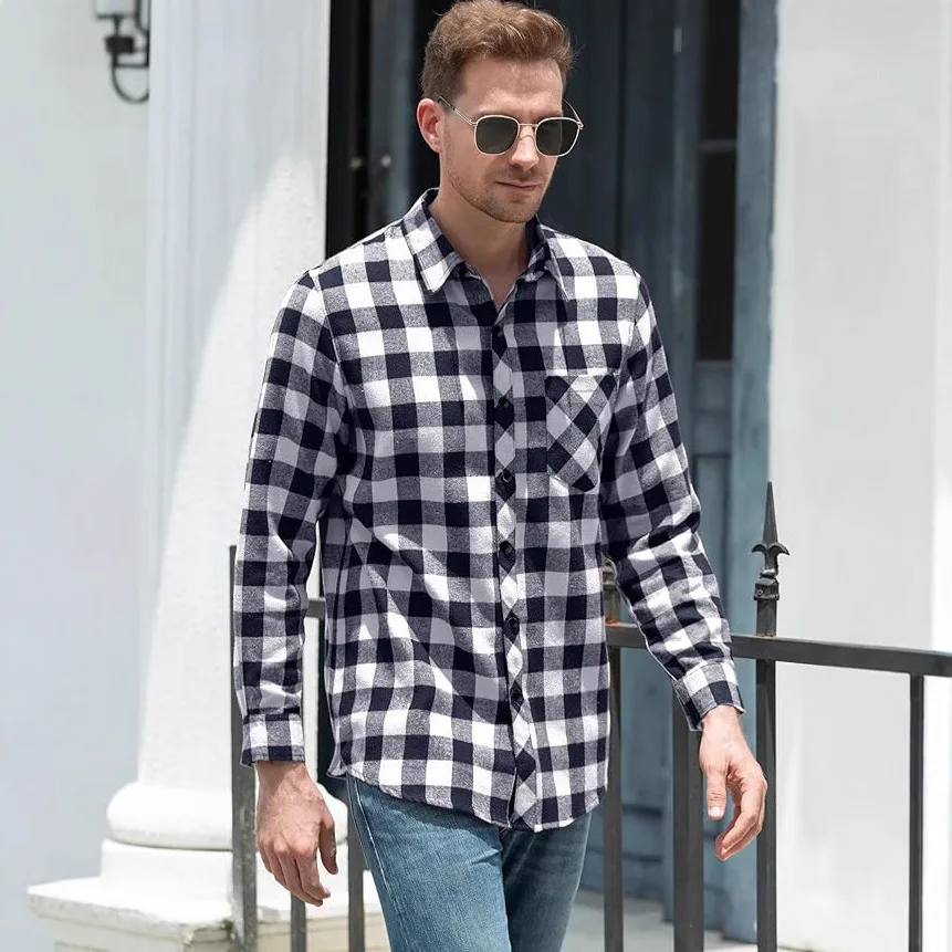 

Мужской повседневный фланелевой свободный крой в клетку irt Long Sve Fce, легкий открытый кардиган с квадратным воротником