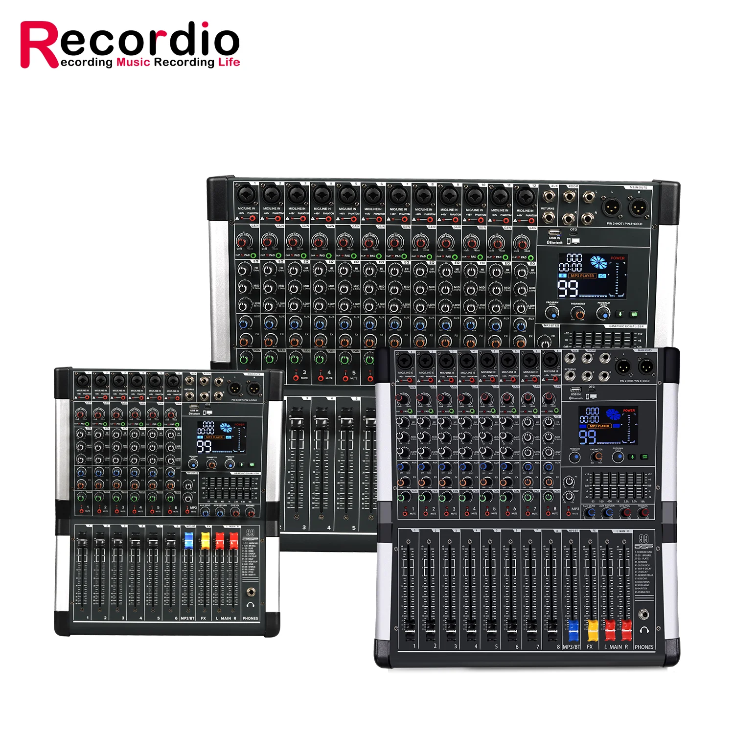

GAX-HLV series professional mixing console with 99 built-in DSP effects, Bluetooth recording for monitoring stage OTG interface