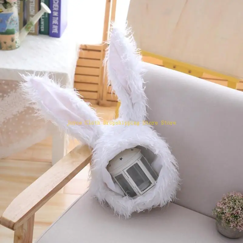 مضحك رقيق أفخم الدافئة الأرنب قبعة لطيف طويل آذان أرنب تأثيري حلي كامل القبعات قبعة حزب الحسنات صور الدعائم عيد الفصح 10CD