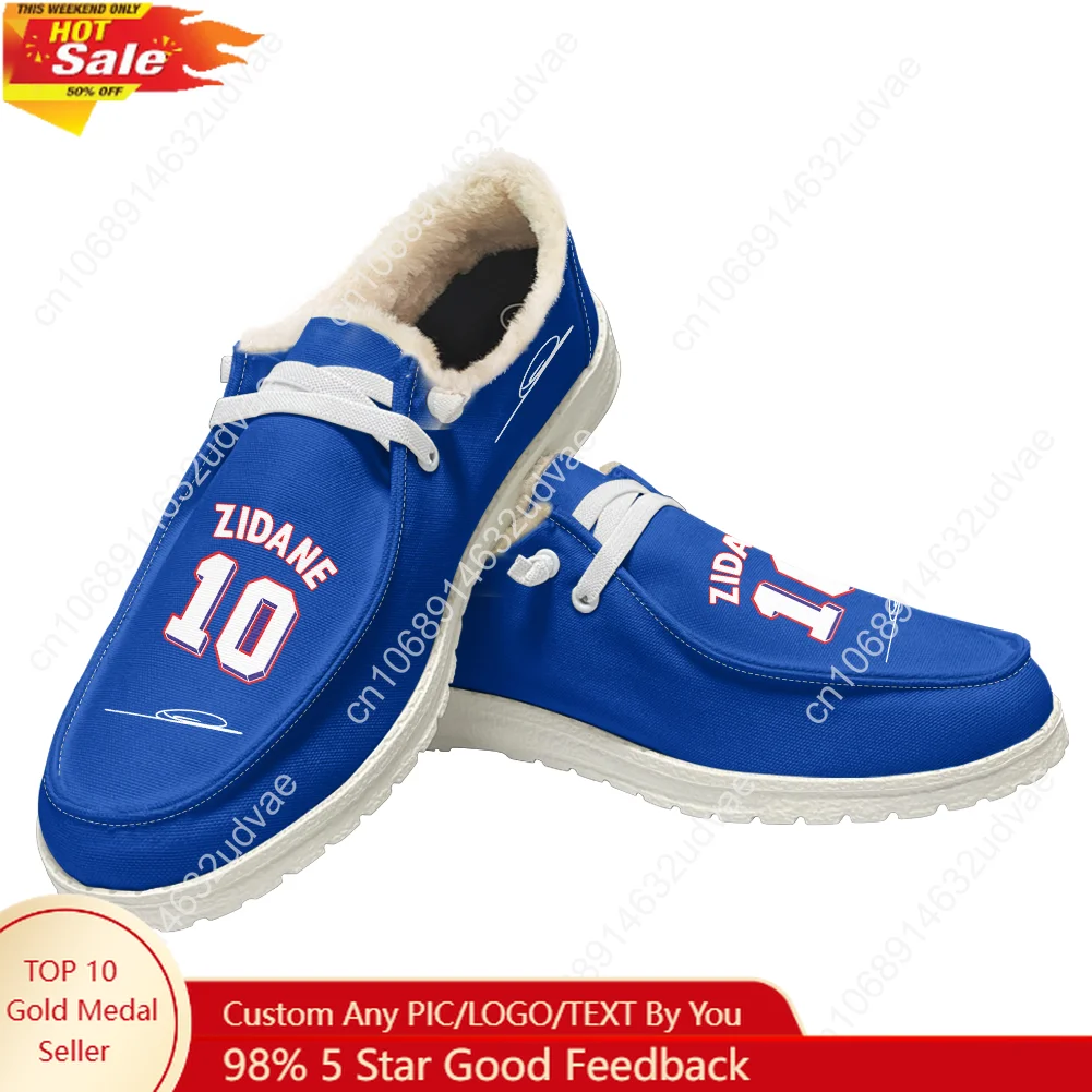 

Zidane No.10 Plush Loafers Men Woman Youth Casual Flat Shoes France Soccer Star Keep Warm Footwear Custom Made Shoe White
