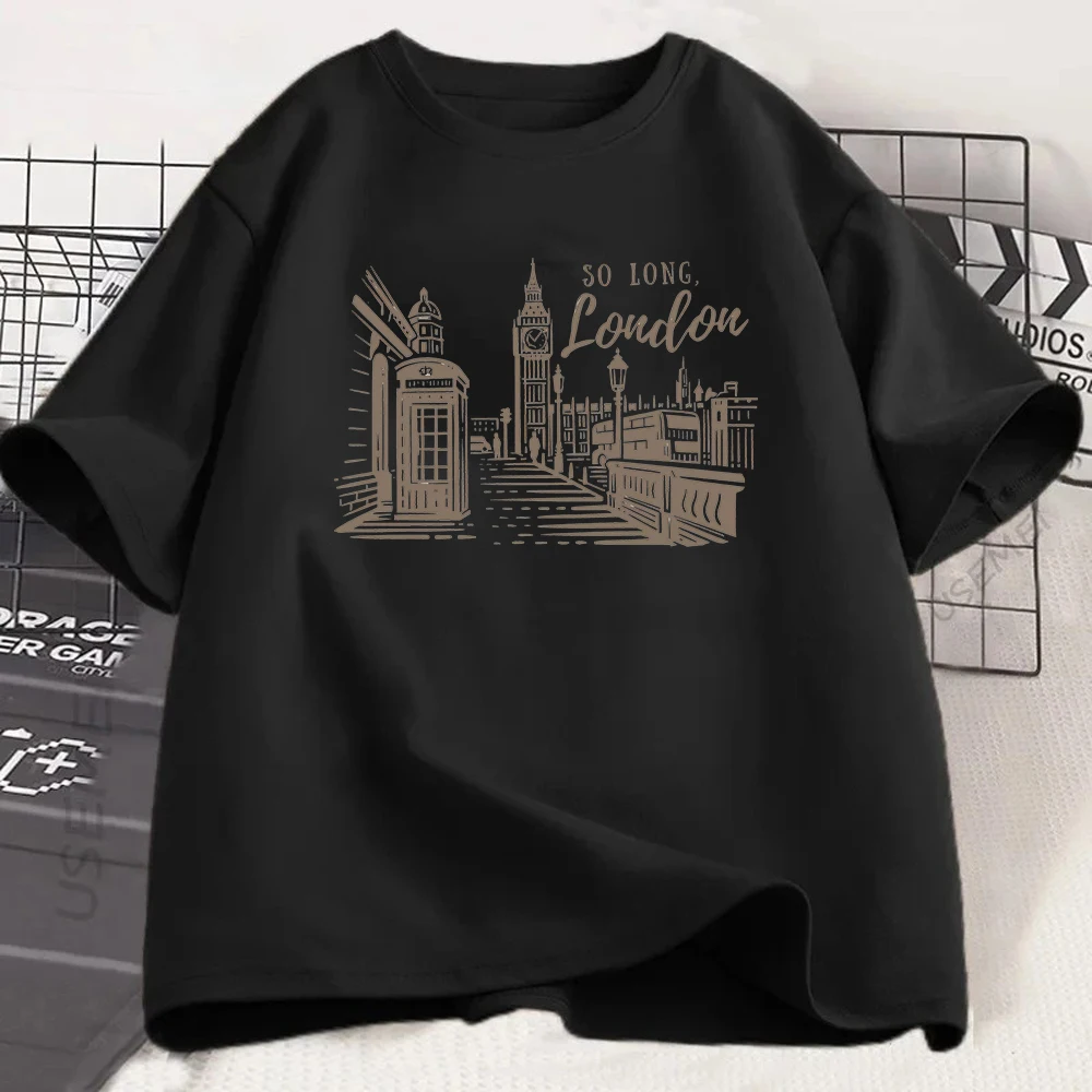 So Long London T Shirt Slogan Graphic Top British Style Tee Unique Travel Gift Apparel Summer Fashion Short Sleeve Clothing