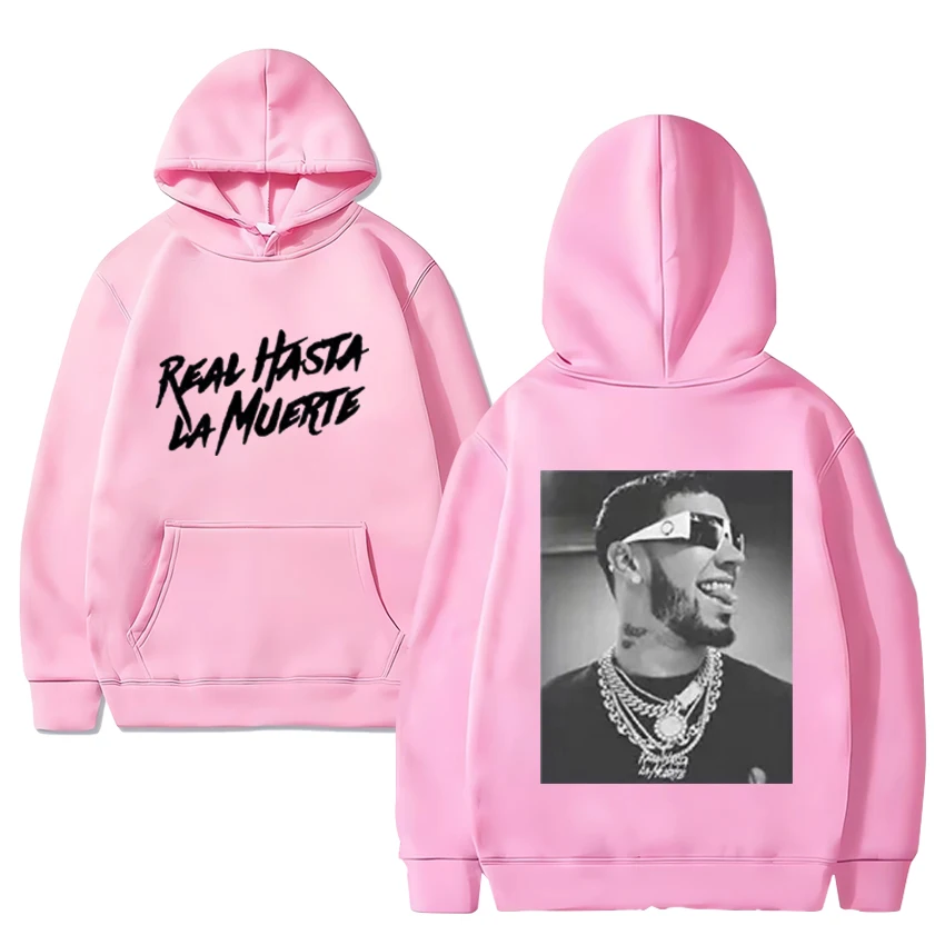 Raper Anuel aa Real hasta La Muerte Unisex bluza z kapturem dla kobiet moda hip hop bluzy z długim rękawem swetry oversize na co dzień