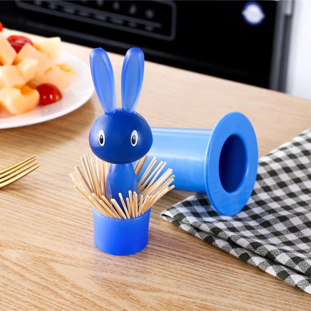 Lovely Cartoon Rabbit Toothpick Holder Press Type Cotton Swab Storage Box Cute Dustproof Toothpicks Organizer