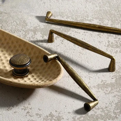 Imagen 2 del producto Tiradores de muebles Vintage americanos, tiradores de aleación de Zinc de plata y bronce antiguo para armario y cajón, librería y tocador