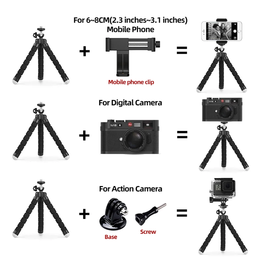 SmartPhone Clamp Tripod Mount Mobile Phone Camera Stand Holder Monopod Octopus Desktop Tripod For iPhone Samsung Huawei Realme
